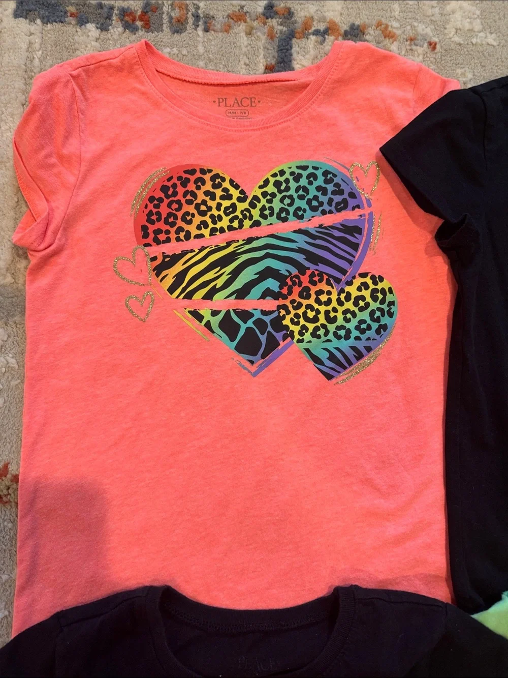 The Children's Place Neon Heart & Love Graphic Tees - Pink, Black, Green, Coral